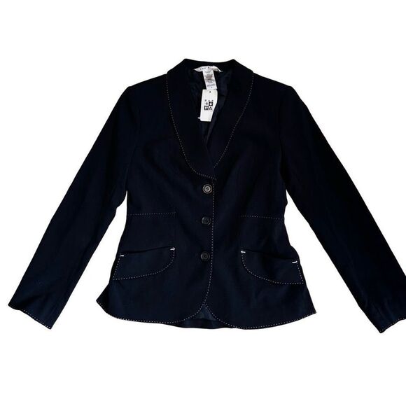 [NWT] Max Studio Black w/ White Stich Threading Blazer - Size 2 - Picture 3 of 10